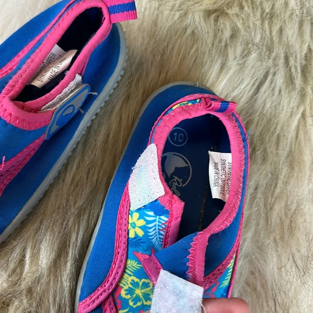 Size 10 Reef Legends Kids Blue and Pink Floral Water Shoes